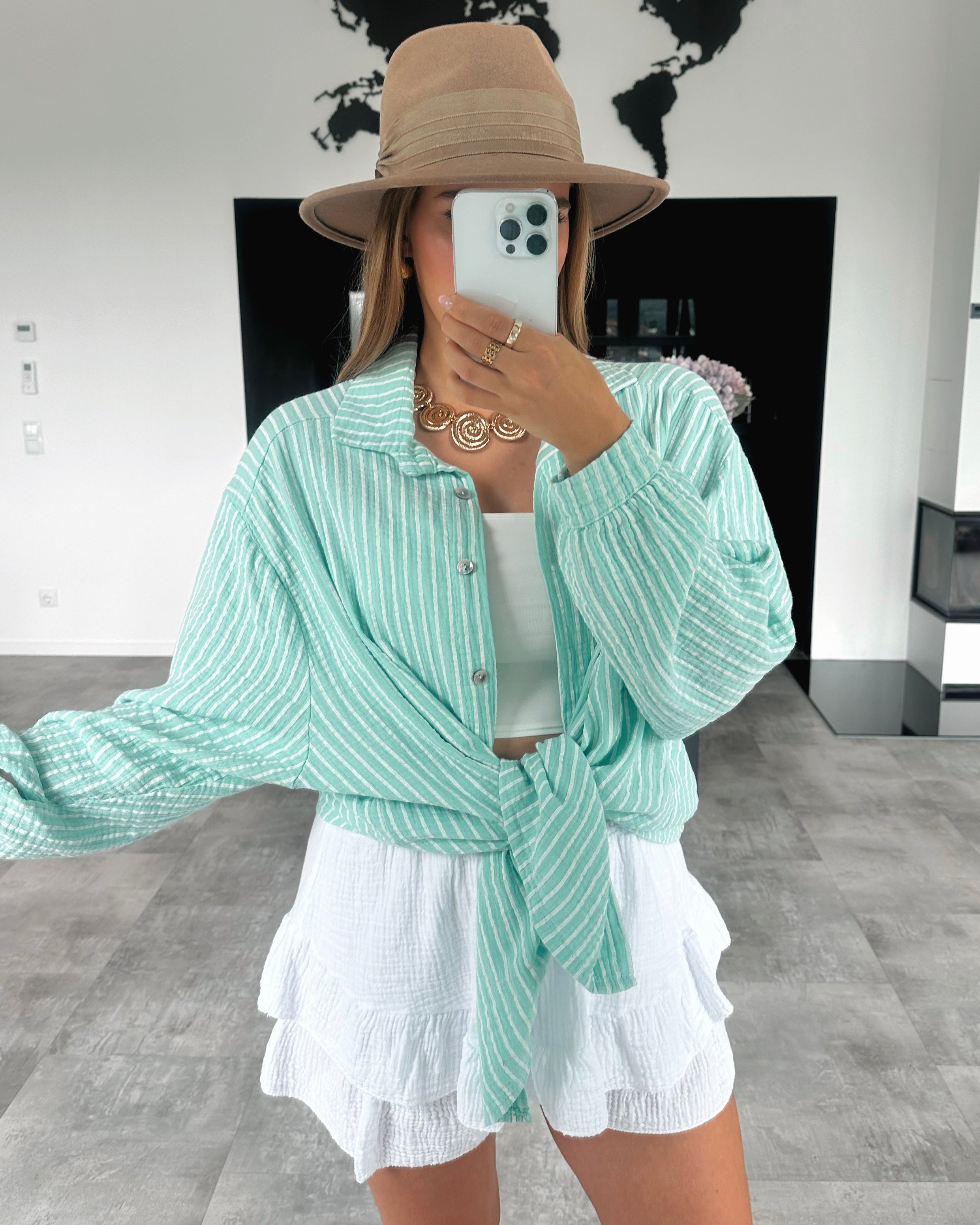Musselin bluse mint Clearance